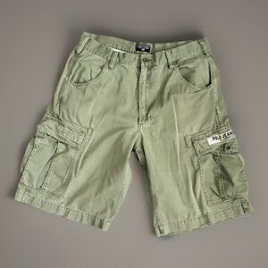 Vintage Ralph Lauren Polo Cargo Shorts, Army Green, Distressed, Utility, Cotton